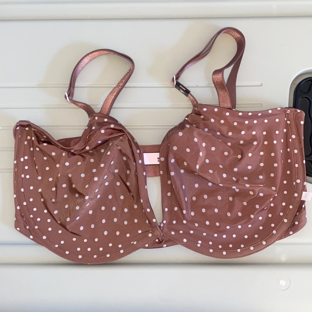 NWT Tan Pokla Dot Unlined Demi VS Bra 36DDD